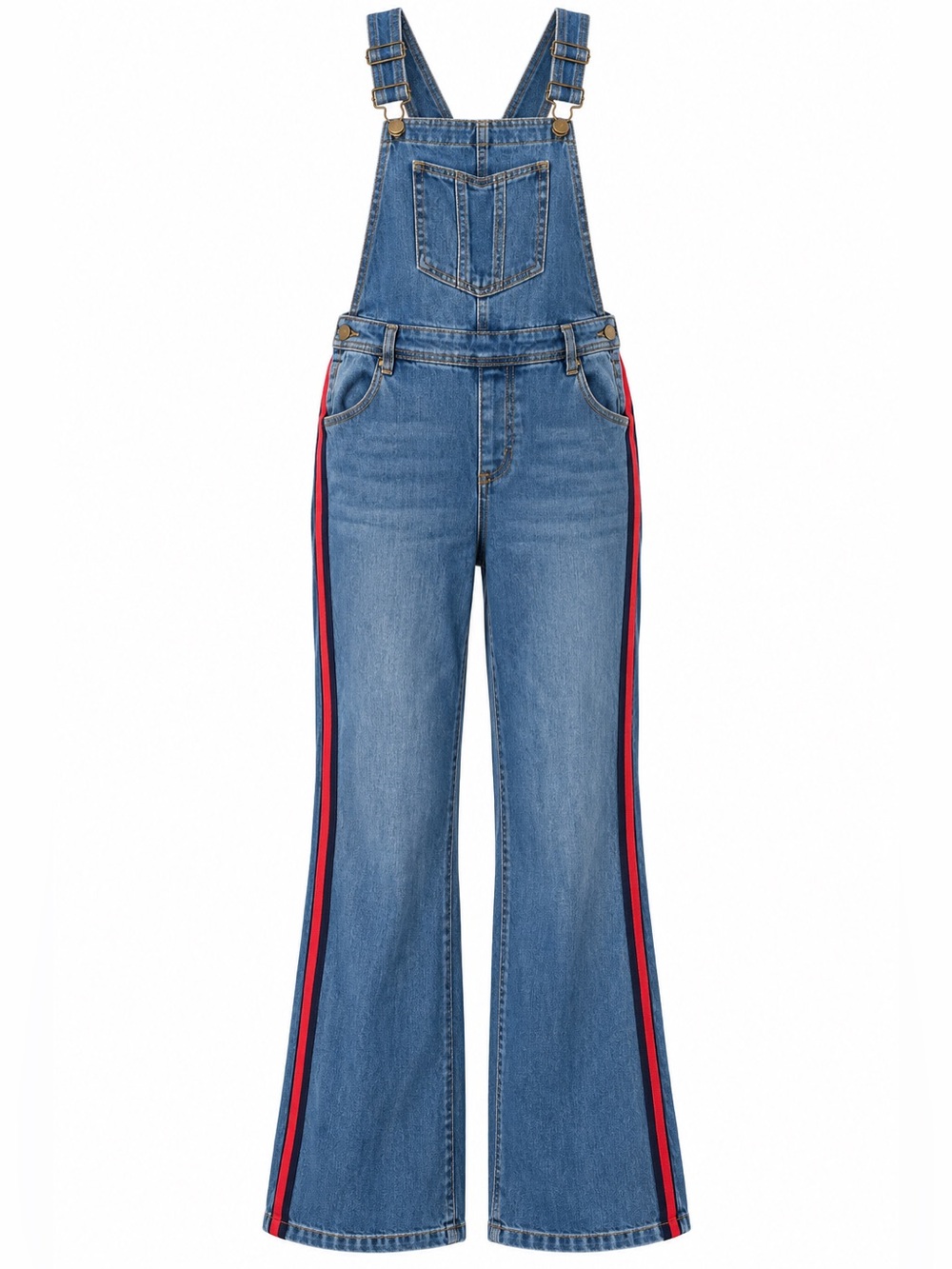 Y2K Denim Overalls Side Stripe Flare Dungarees On S’en Fout Des Garçons 16